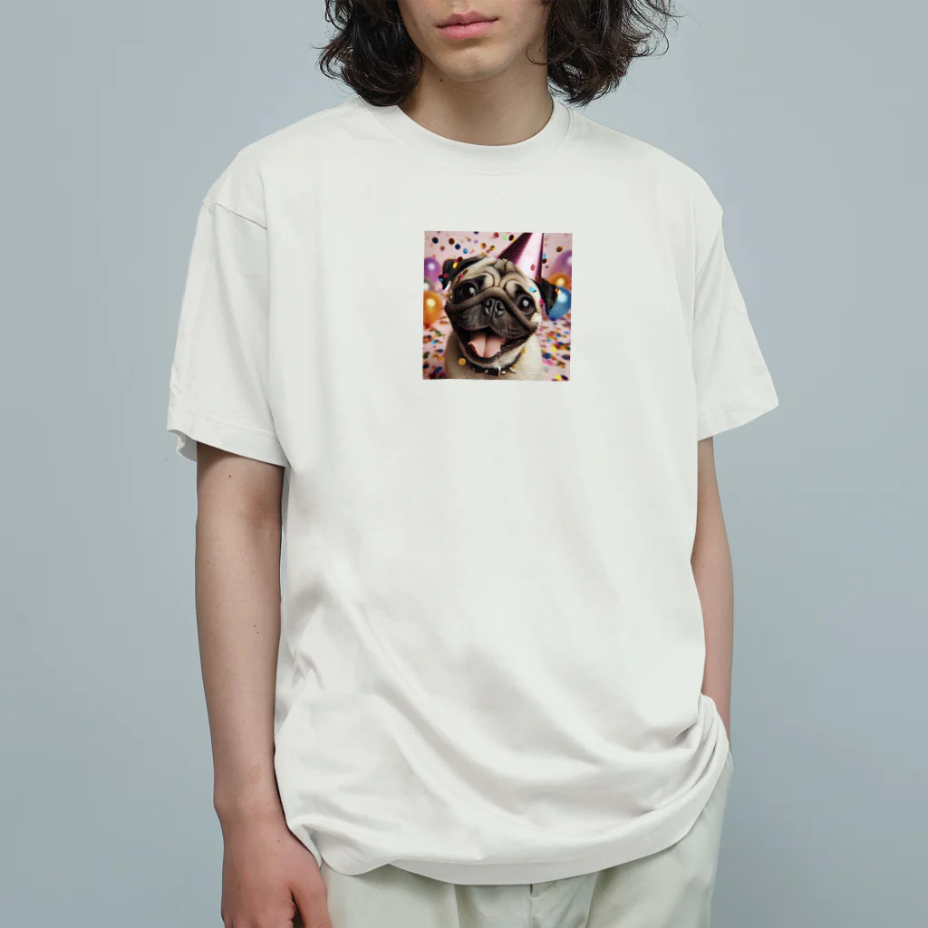 me-me shopのハッピーパグ Organic Cotton T-Shirt