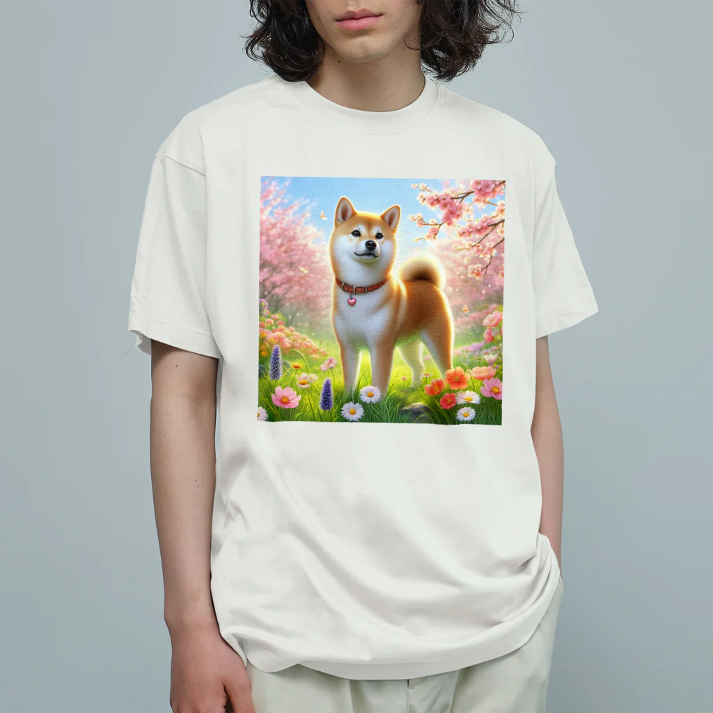 ANTARESの春の柴犬の冒険 オーガニックコットンTシャツ