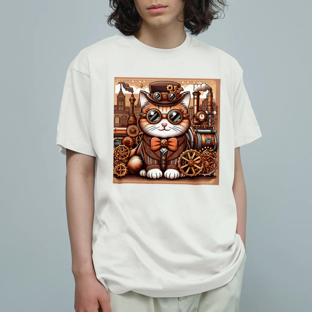 kickchopmanのスチームパンクなゴーグル猫ちゃん Organic Cotton T-Shirt