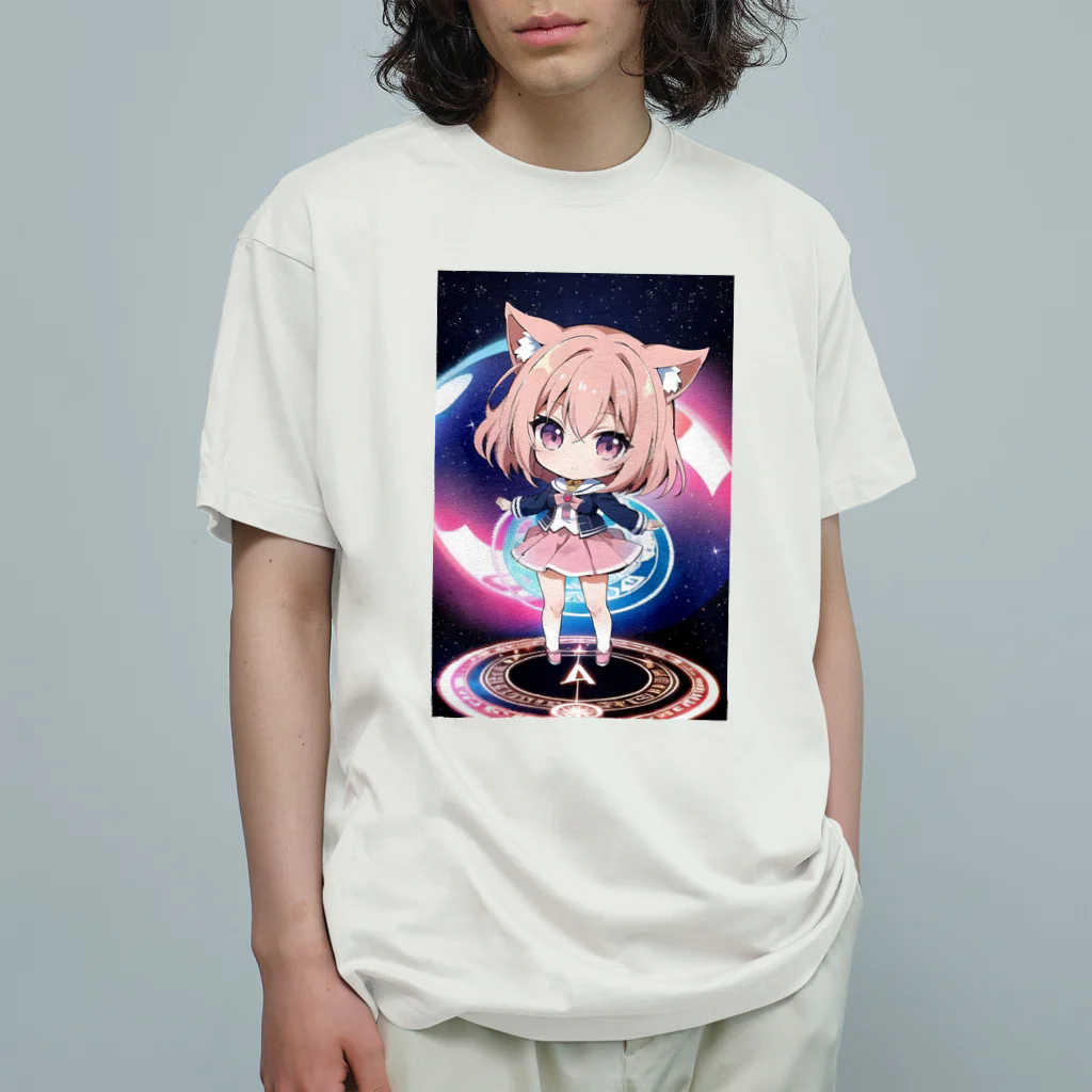 AIオリジナルイラスト　美女男子の癒し効果のミニキャラ Organic Cotton T-Shirt