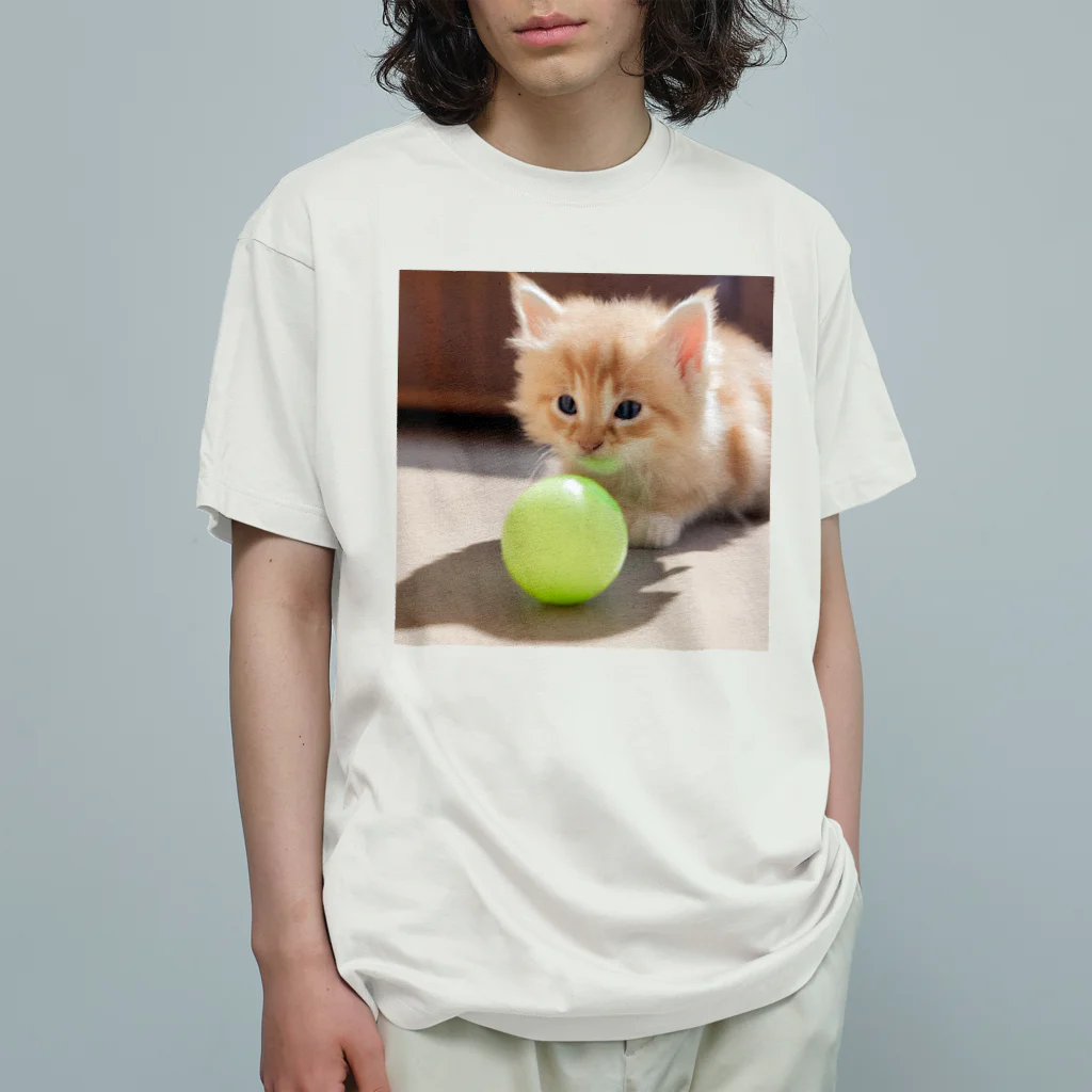 SkyBlueのもふもふな子猫 オーガニックコットンTシャツ