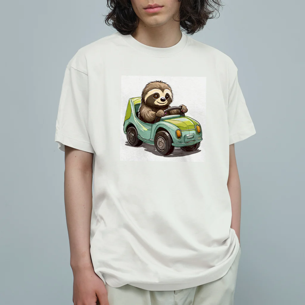 まるアニマル　のドライブナマケロくん Organic Cotton T-Shirt