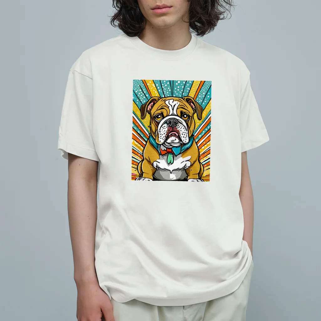 Paonのズーのダイナミック・ブルドッグくん オーガニックコットンTシャツ