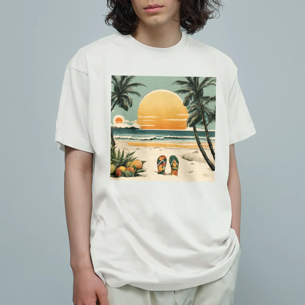甘いマンゴーの甘い爽やかなマンゴーのイラストグッズ オーガニックコットンTシャツ