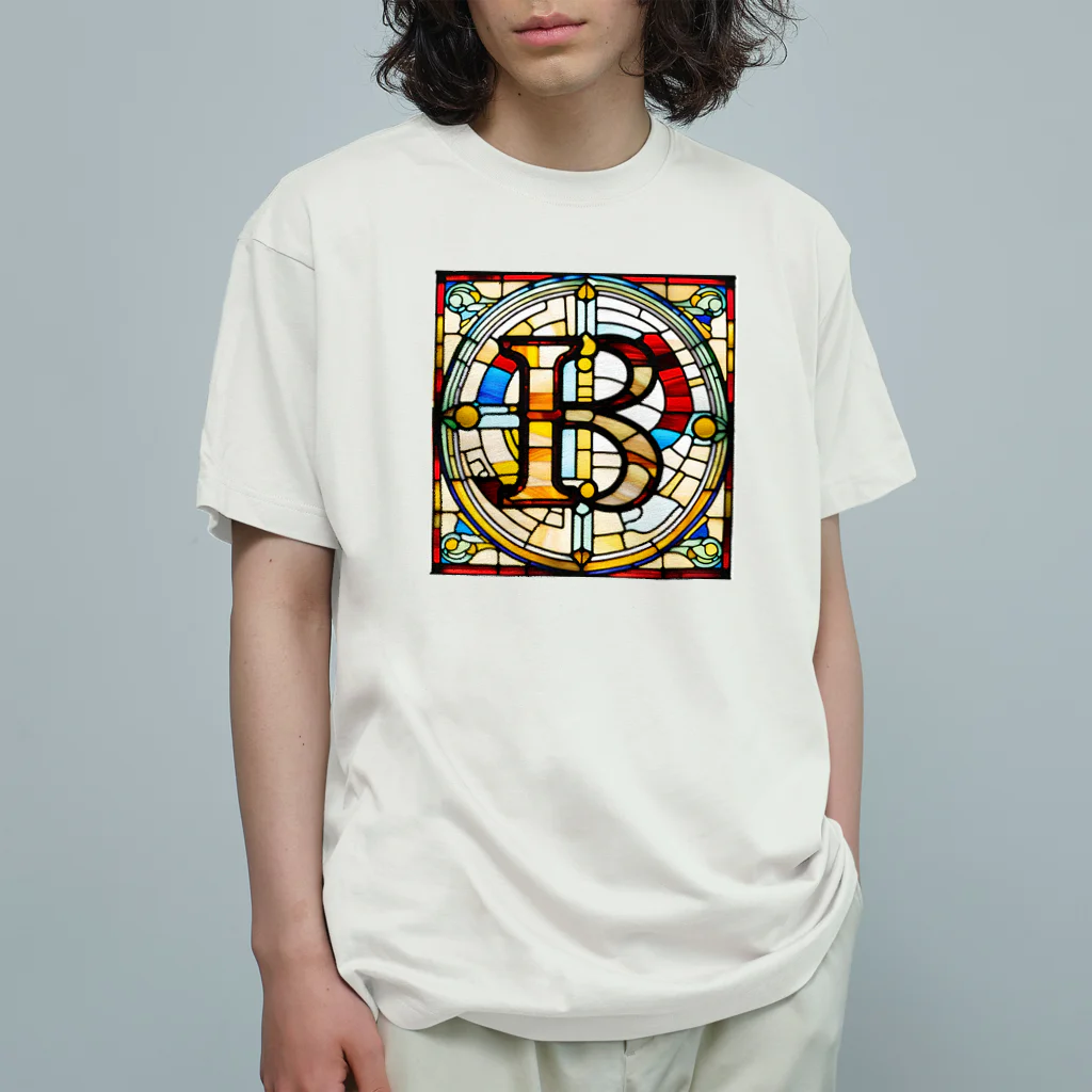 alphabet stained glassのstained glass B オーガニックコットンTシャツ