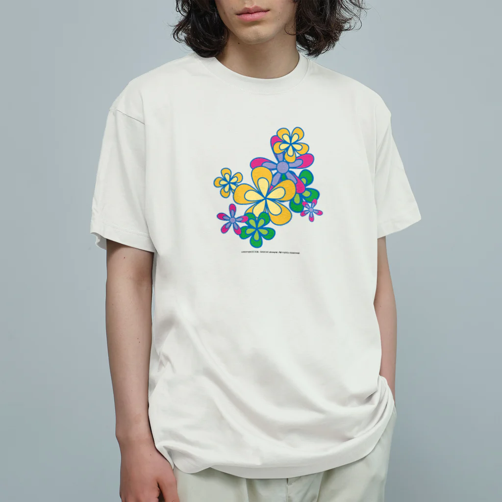 ファンシーTシャツ屋のカラフルフラワーアート Organic Cotton T-Shirt