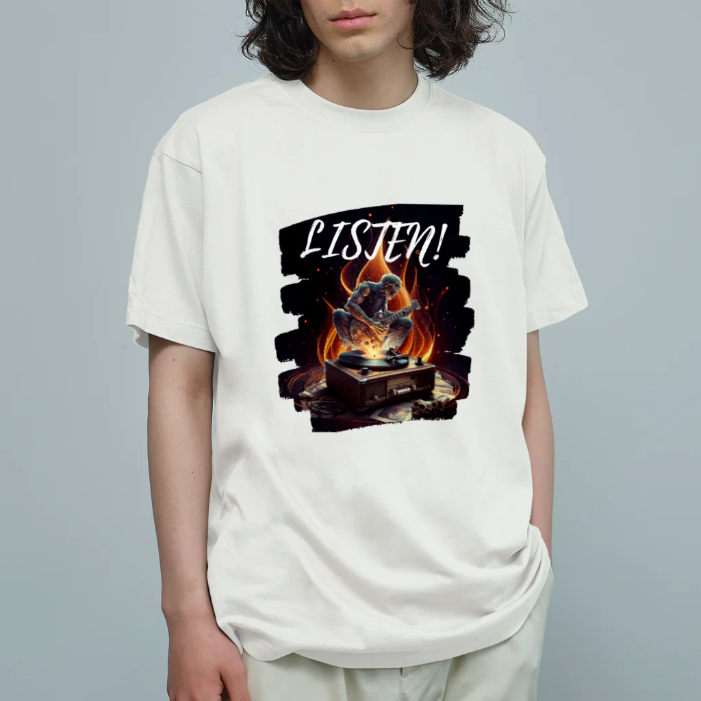 ロック堂のレコードプレイヤー オーガニックコットンTシャツ