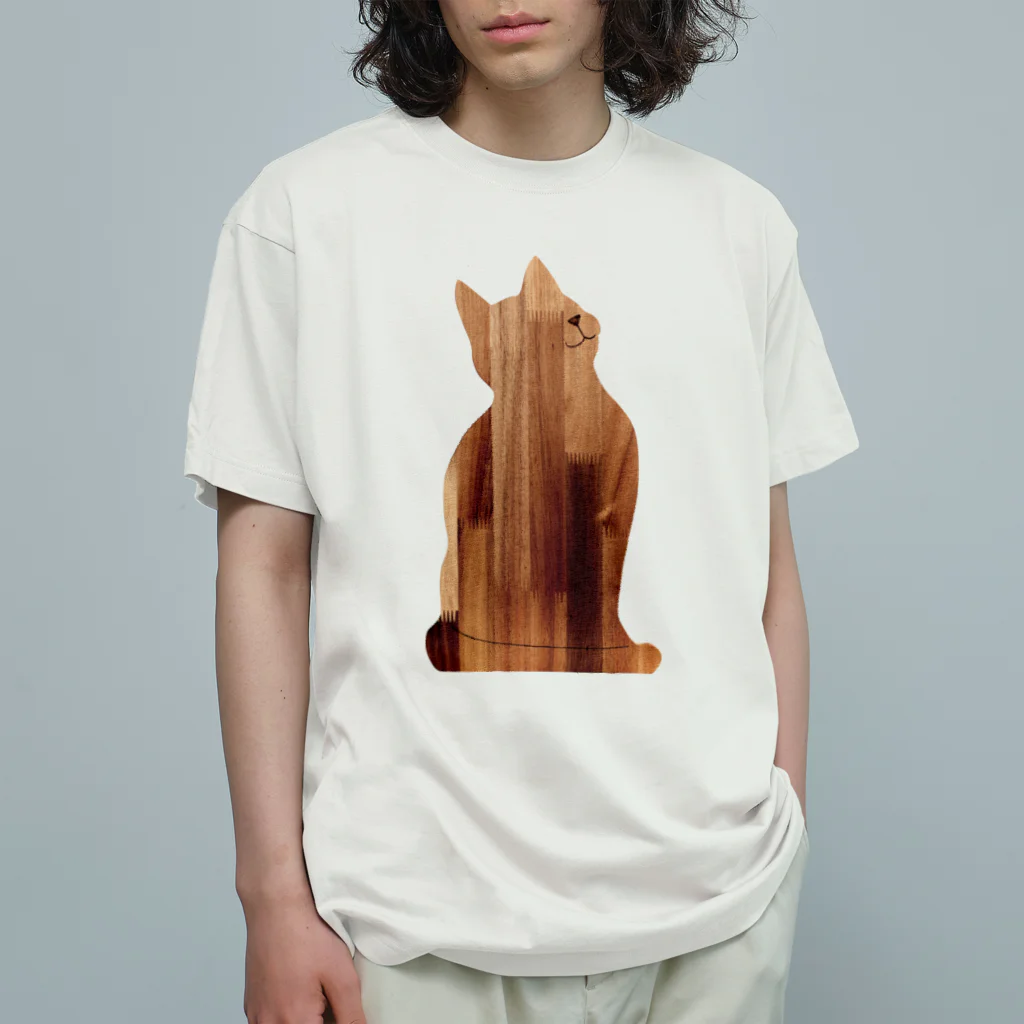 BUNMOMIのおすわり猫シルエット オーガニックコットンTシャツ