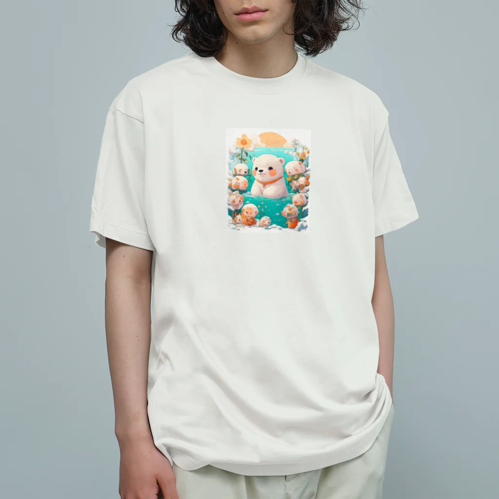 りんりんの可愛いシロクマちゃんショップ　かわいいよ！の水遊びをしている白熊 Organic Cotton T-Shirt