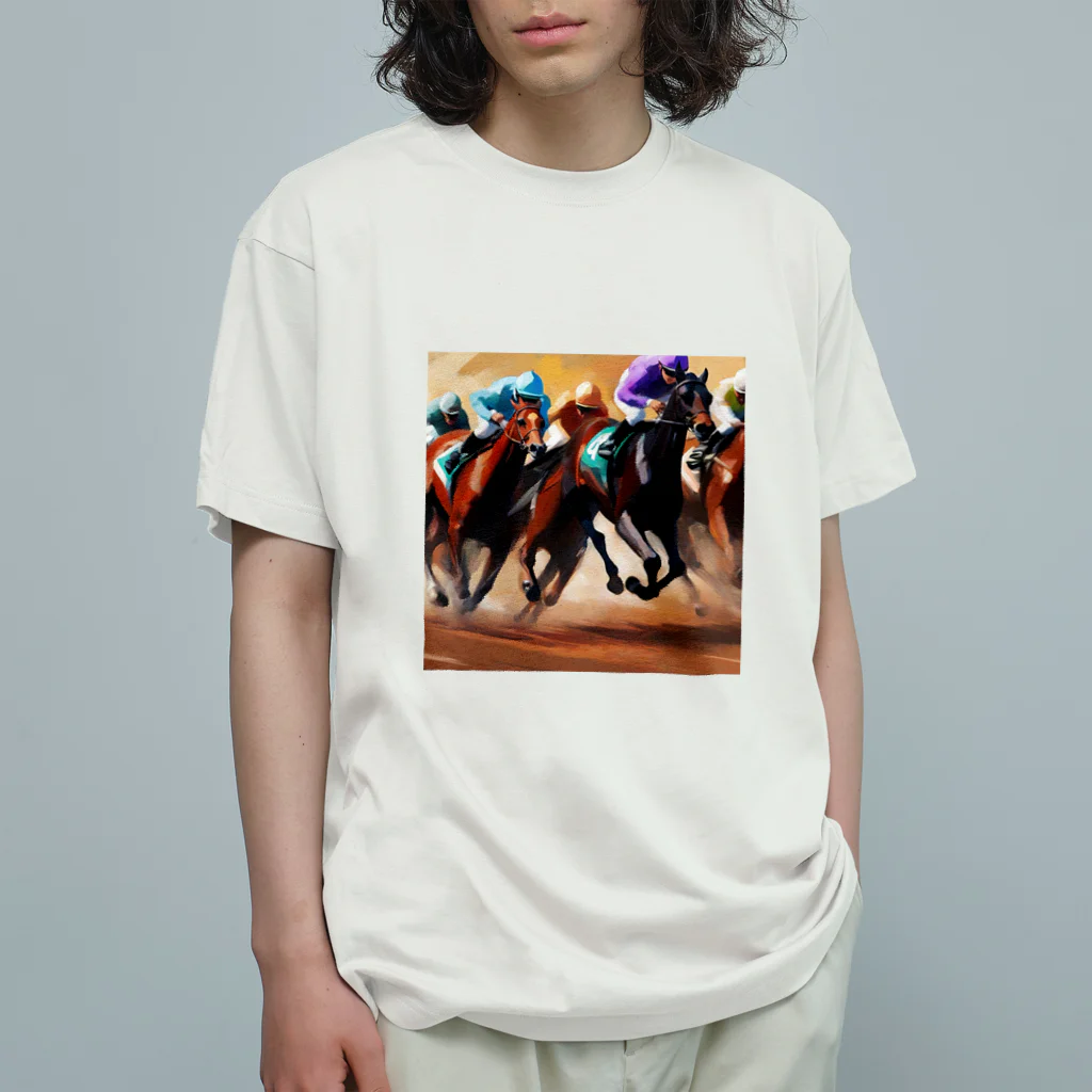 legendary horseの馬たちの力強さと競争心 オーガニックコットンTシャツ