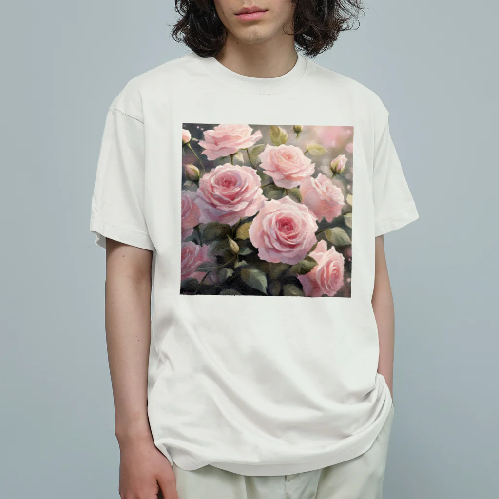 okierazaのペールピンクのバラの花束 Organic Cotton T-Shirt