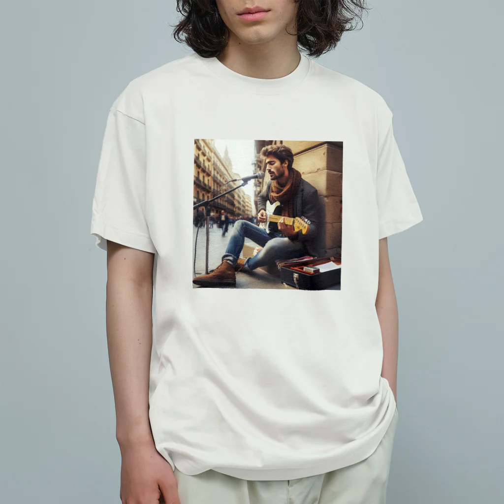 age3mのストリートミュージシャン オーガニックコットンTシャツ