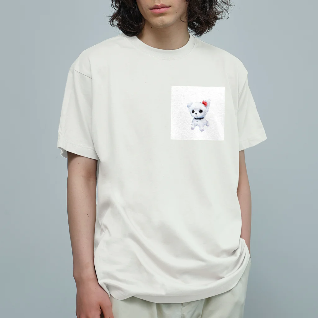 ちいさき家族スキ　Maltese ♡のだってマルチーズだもん　素 オーガニックコットンTシャツ