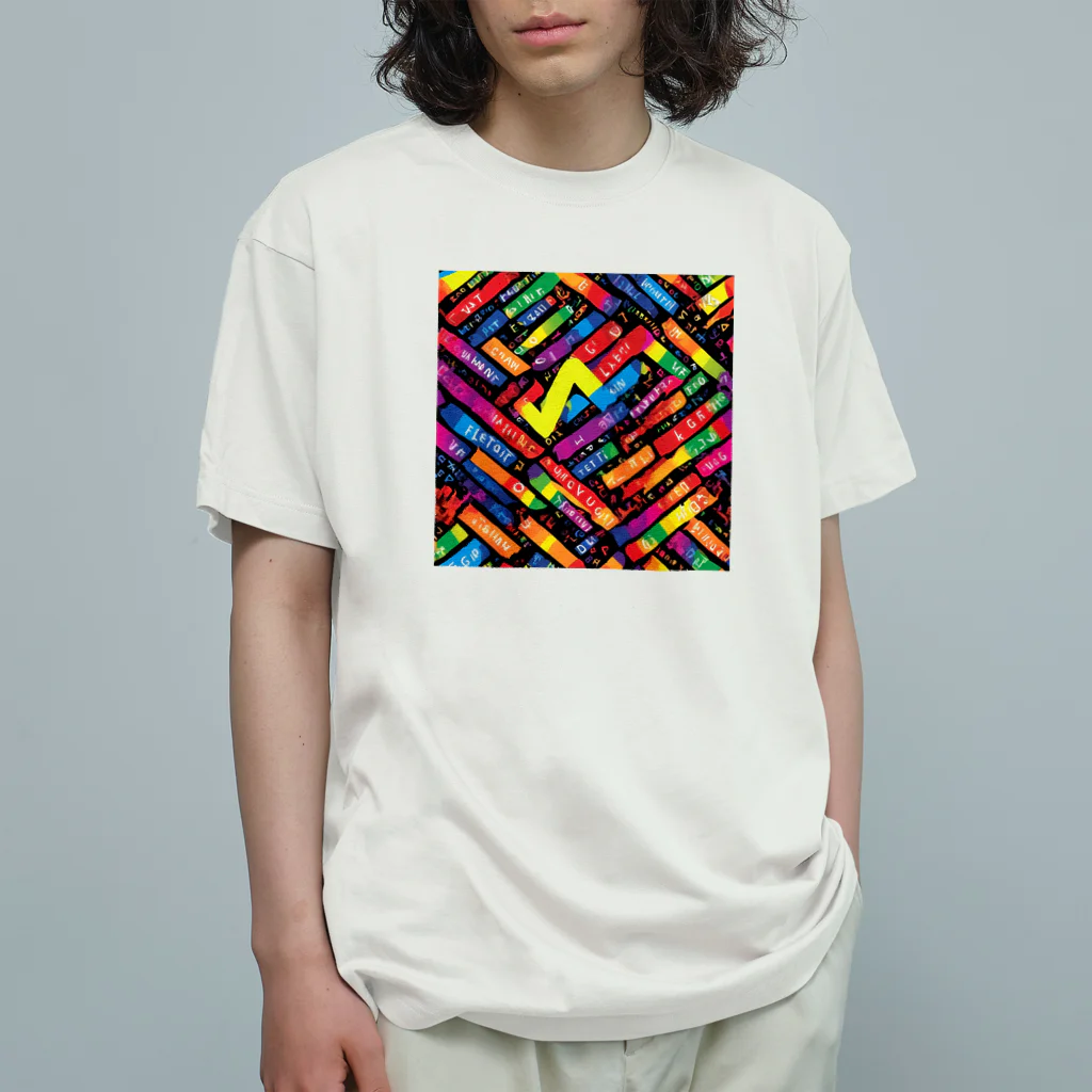 Happy　Rainbow　Flagのレインボーフラッグ オーガニックコットンTシャツ