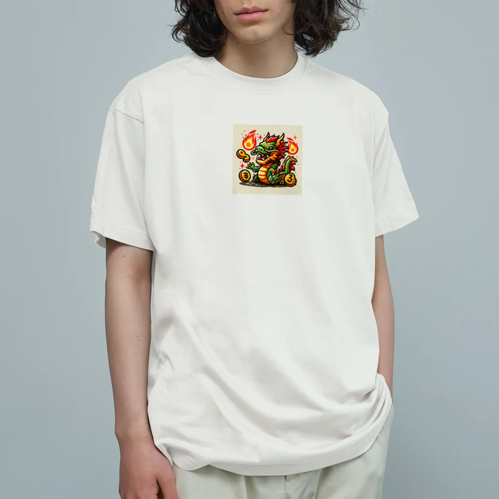 wtr3045のゴールドドラゴン オーガニックコットンTシャツ