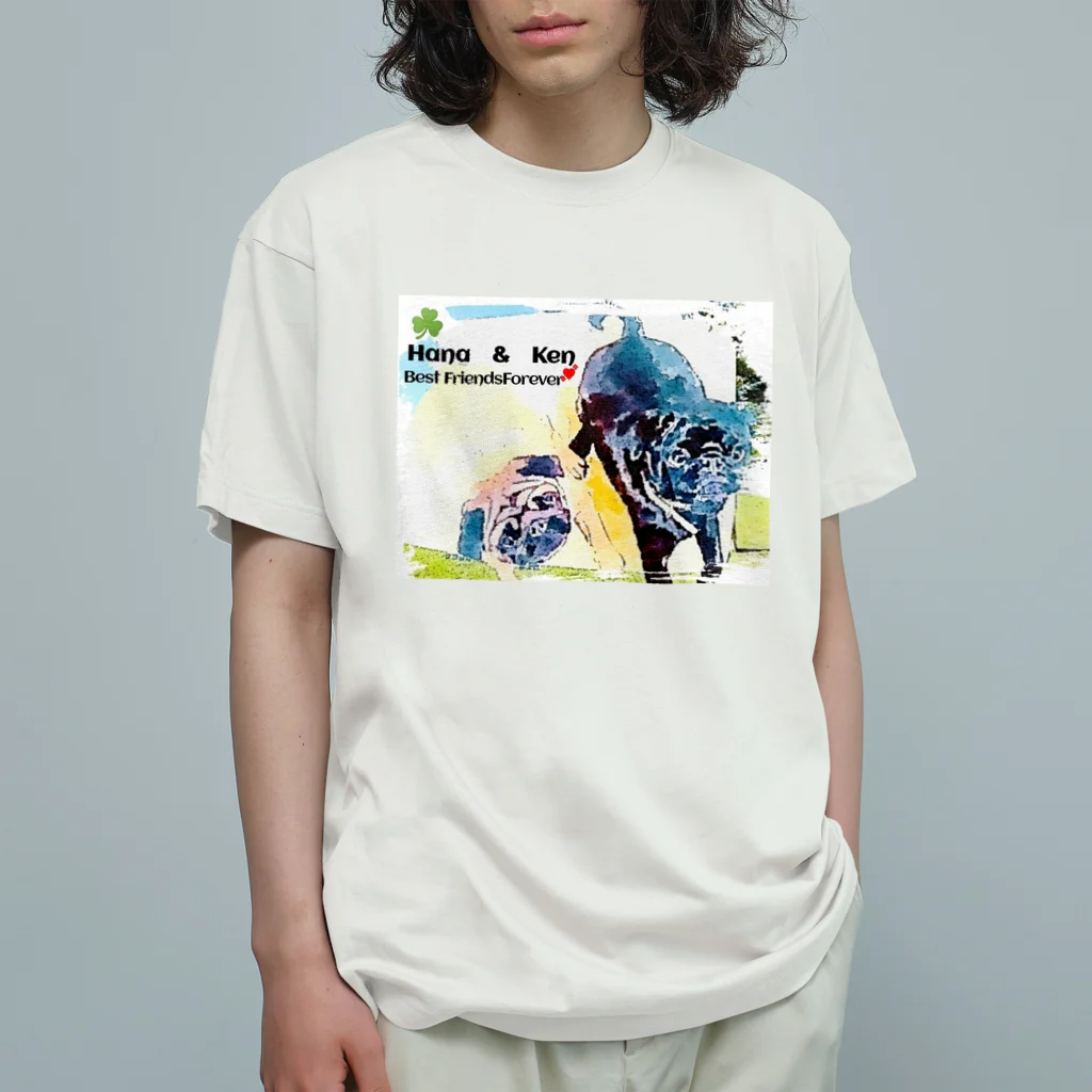 KenHana ハウスのパグ犬　花ちゃん　ケンちゃん　癒しグッズ オーガニックコットンTシャツ