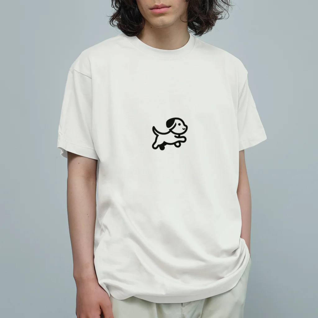 LISPのクール黒ワンちゃん オーガニックコットンTシャツ