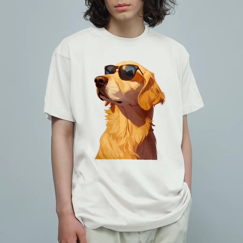 AQUAMETAVERSEのサングラスをかけた、かわいい犬 Marsa 106 Organic Cotton T-Shirt