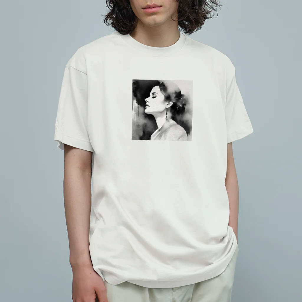 YOKKOnのはかなげな女性（モノクロ） Organic Cotton T-Shirt