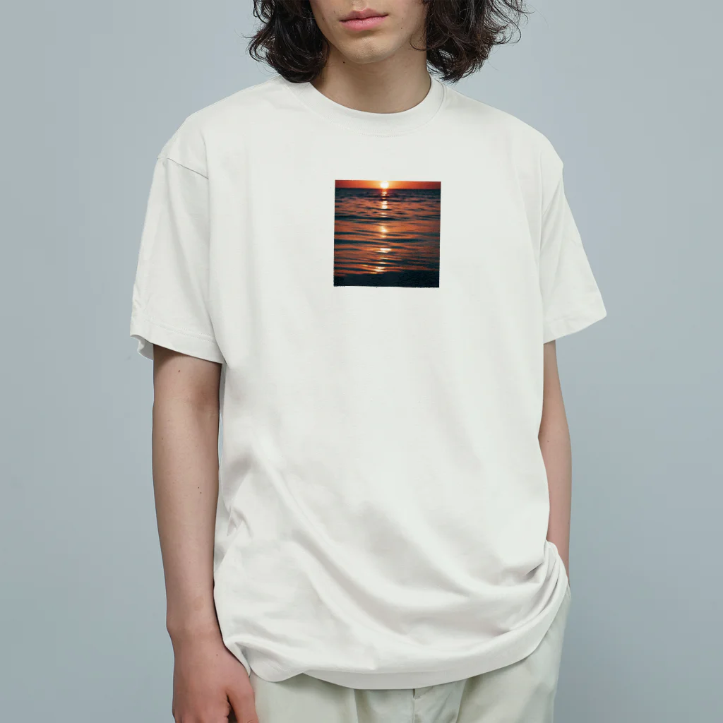 Mick-Fの湖面に映る夕焼けの空 オーガニックコットンTシャツ