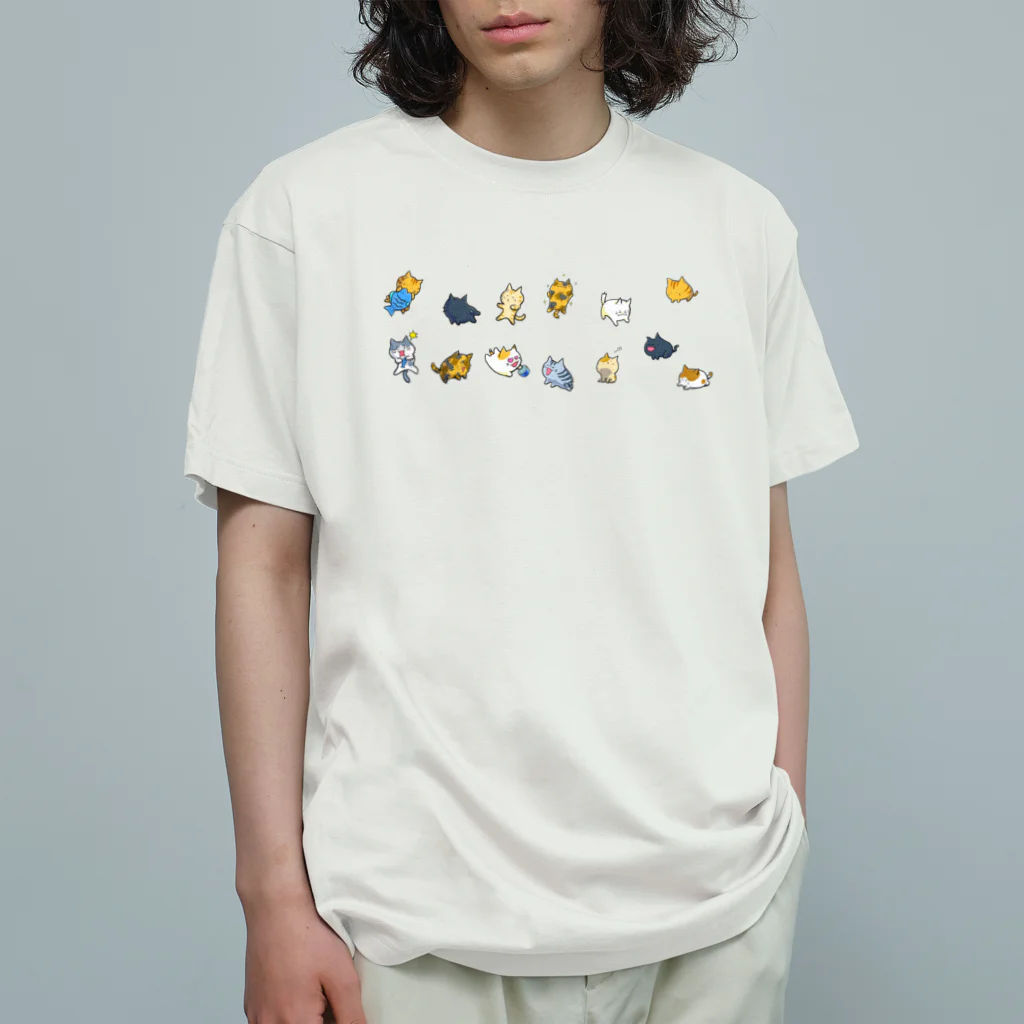 もふもふ堂の猫たちの集会 オーガニックコットンTシャツ