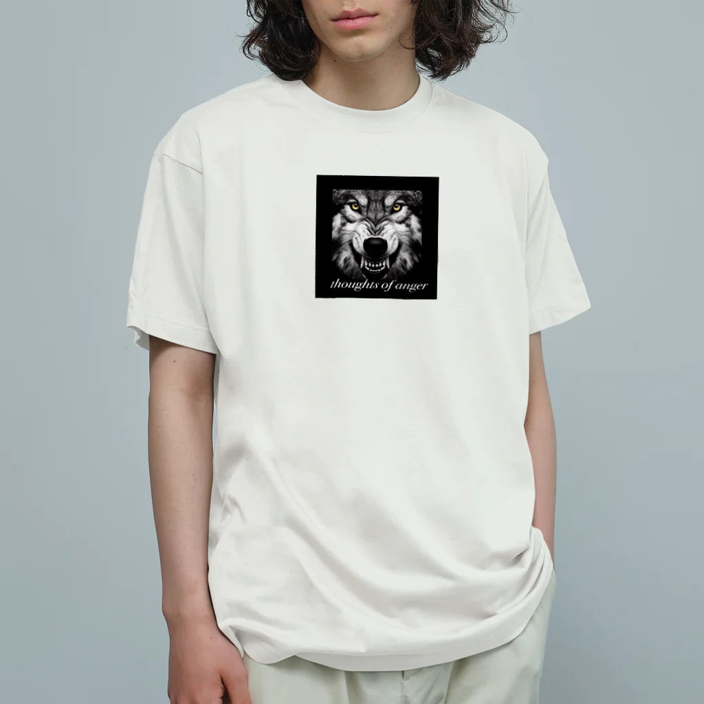 ogamiairiの怒りが囁く、かっこいい狼🐺 Organic Cotton T-Shirt