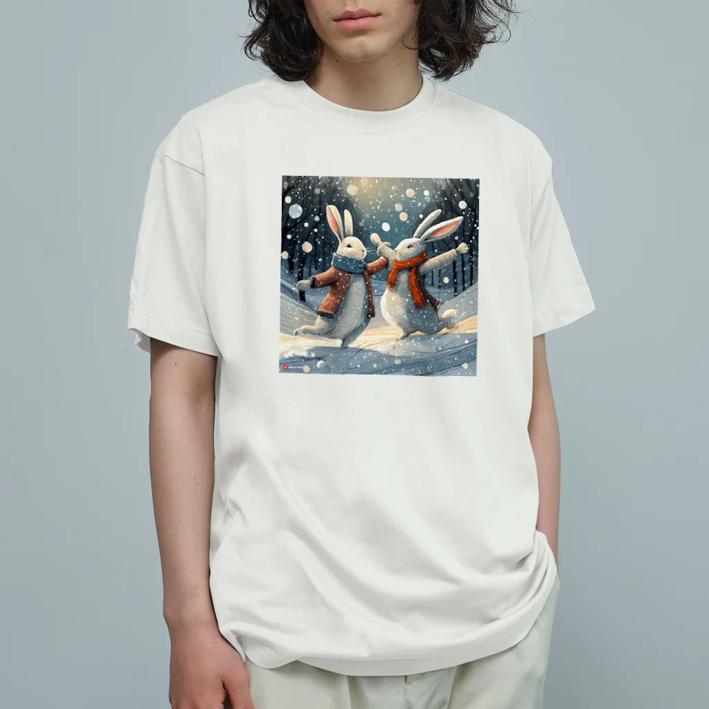 ALICE_nonの踊っているウサギたち オーガニックコットンTシャツ