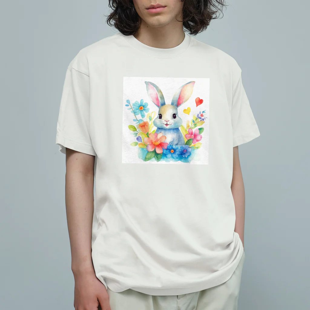 うさぎやの花に囲まれたうさぎ2 Organic Cotton T-Shirt