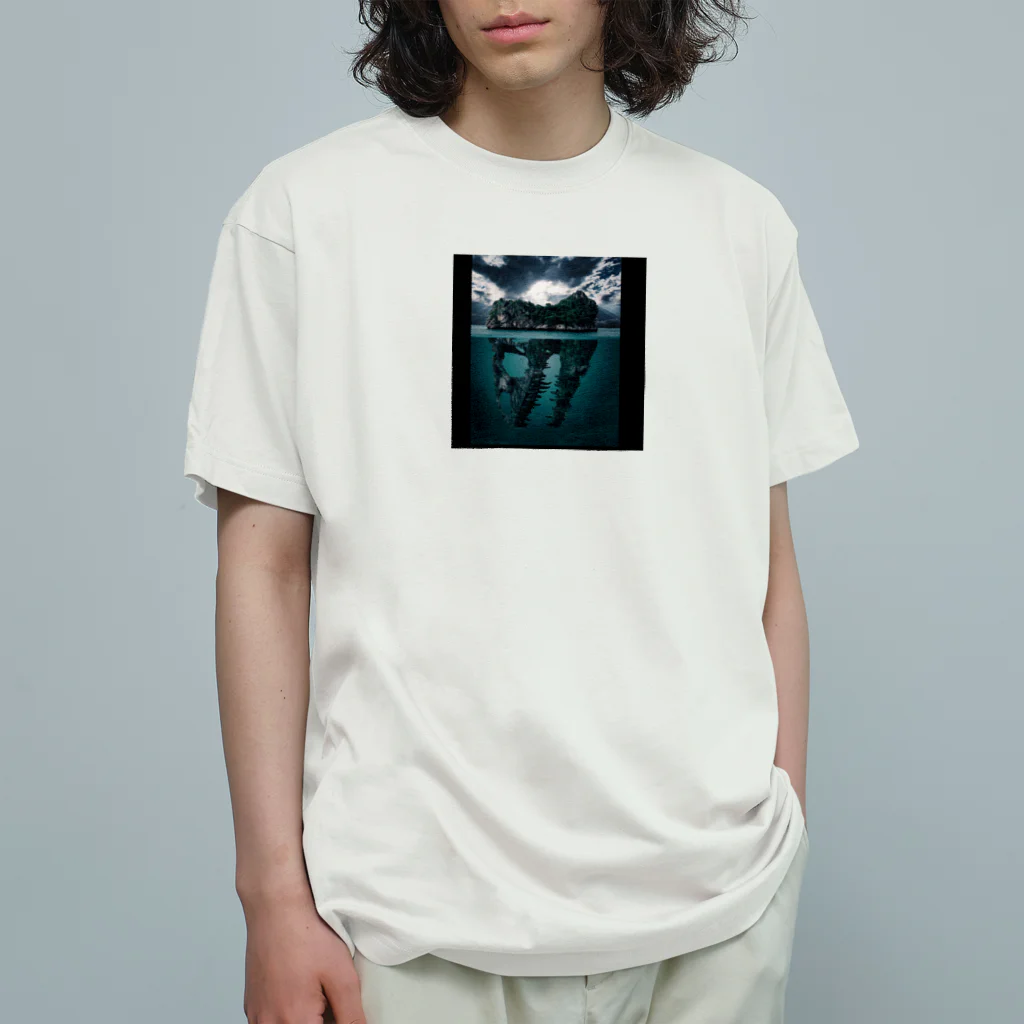 NoweのDinosaur fossils island オーガニックコットンTシャツ