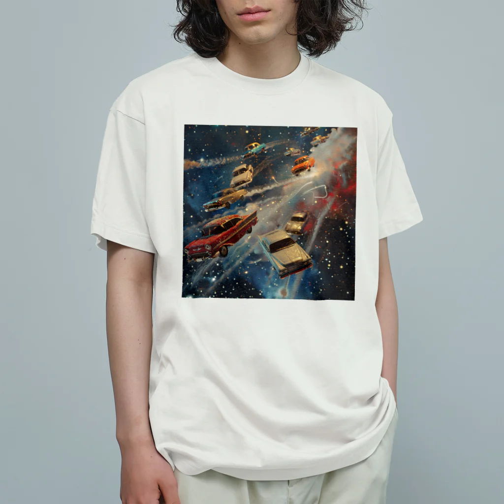 MistyStarkの宇宙を飛び交う車たち オーガニックコットンTシャツ