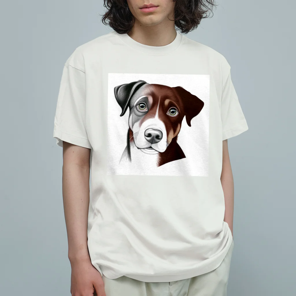 Ama'sのじっと見つめる犬さん オーガニックコットンTシャツ