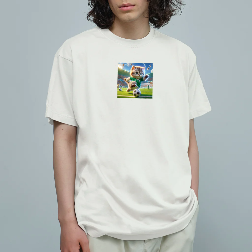 スポーツにゃんこ大戦争のサッカーにゃんこ Organic Cotton T-Shirt