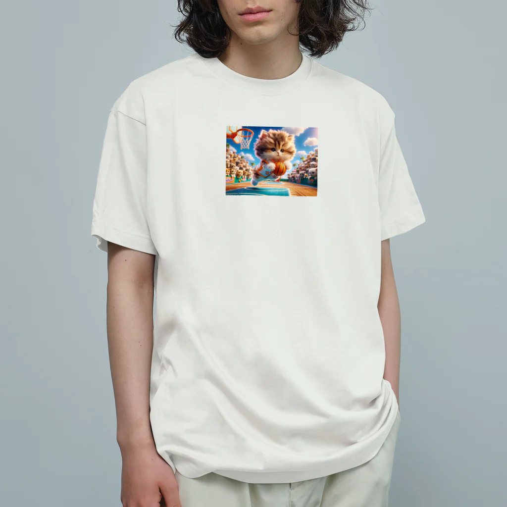 スポーツにゃんこ大戦争のバスケットボールにゃんこ Organic Cotton T-Shirt