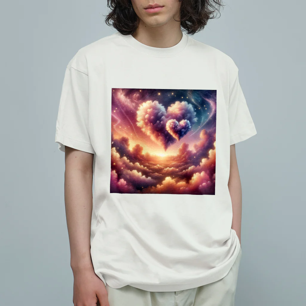 the blue seasonの愛の宙(そら)に浮かぶ心 オーガニックコットンTシャツ