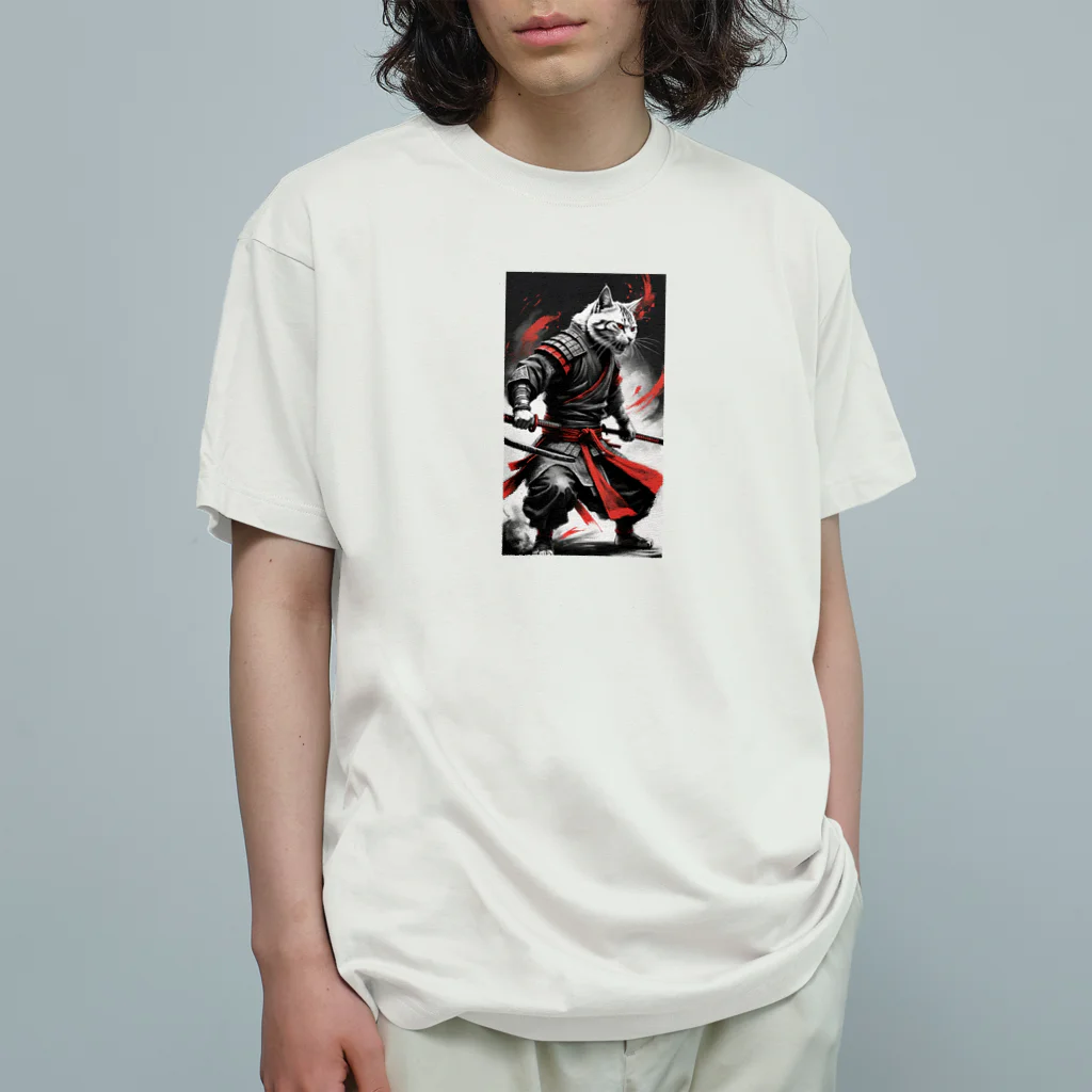 カジャ　かつみ　katsumi kajaのサムライ猫パート1[SAMURAI　CAT] オーガニックコットンTシャツ