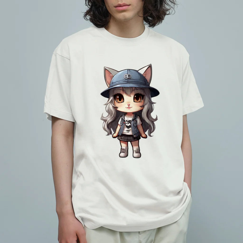 RANRAN2432MPJの猫派アイドル　にゃにゃ美ちゃん オーガニックコットンTシャツ