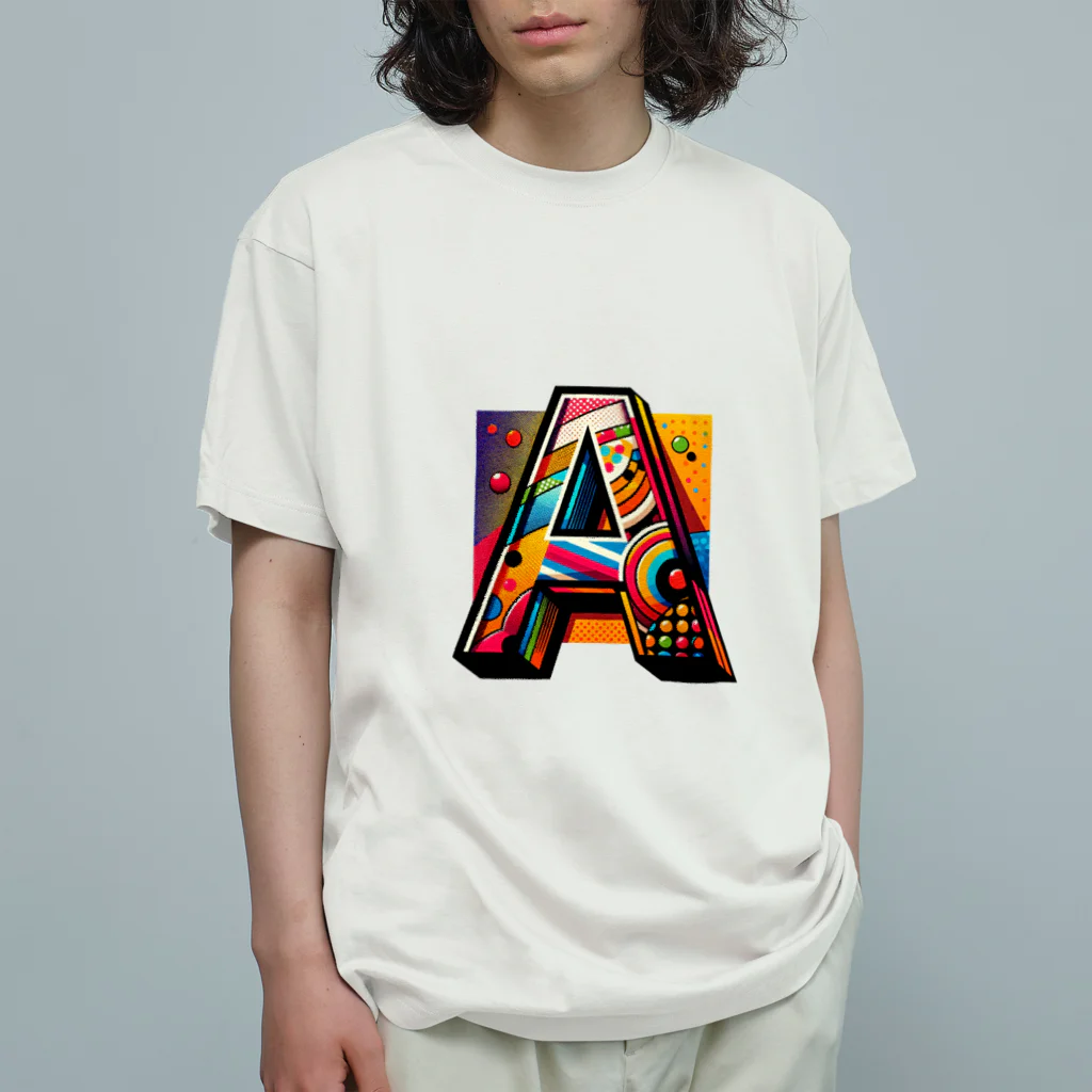 MushikingのアルファベットのA オーガニックコットンTシャツ