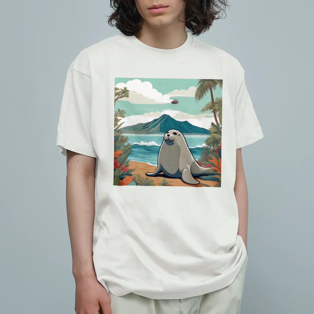 アザラシちゃんの南国を旅するアザラシ Organic Cotton T-Shirt