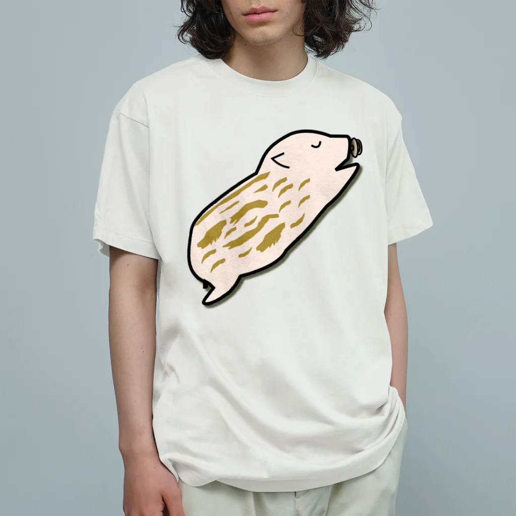 Drecome_Designの【猪の赤ちゃん】眠る瓜坊(うりぼう) オーガニックコットンTシャツ