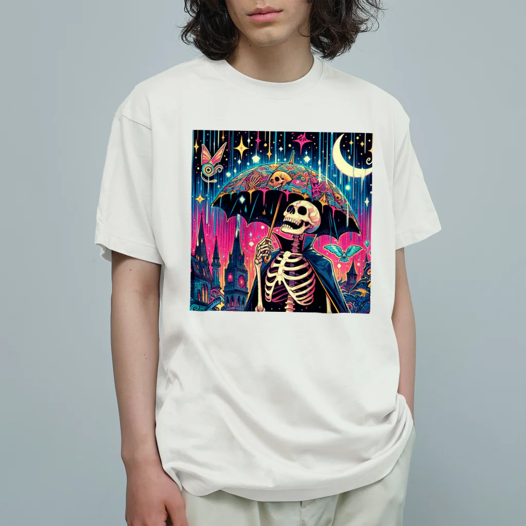 かるるんショップの骸骨紳士シリーズ　おニューの傘 Organic Cotton T-Shirt