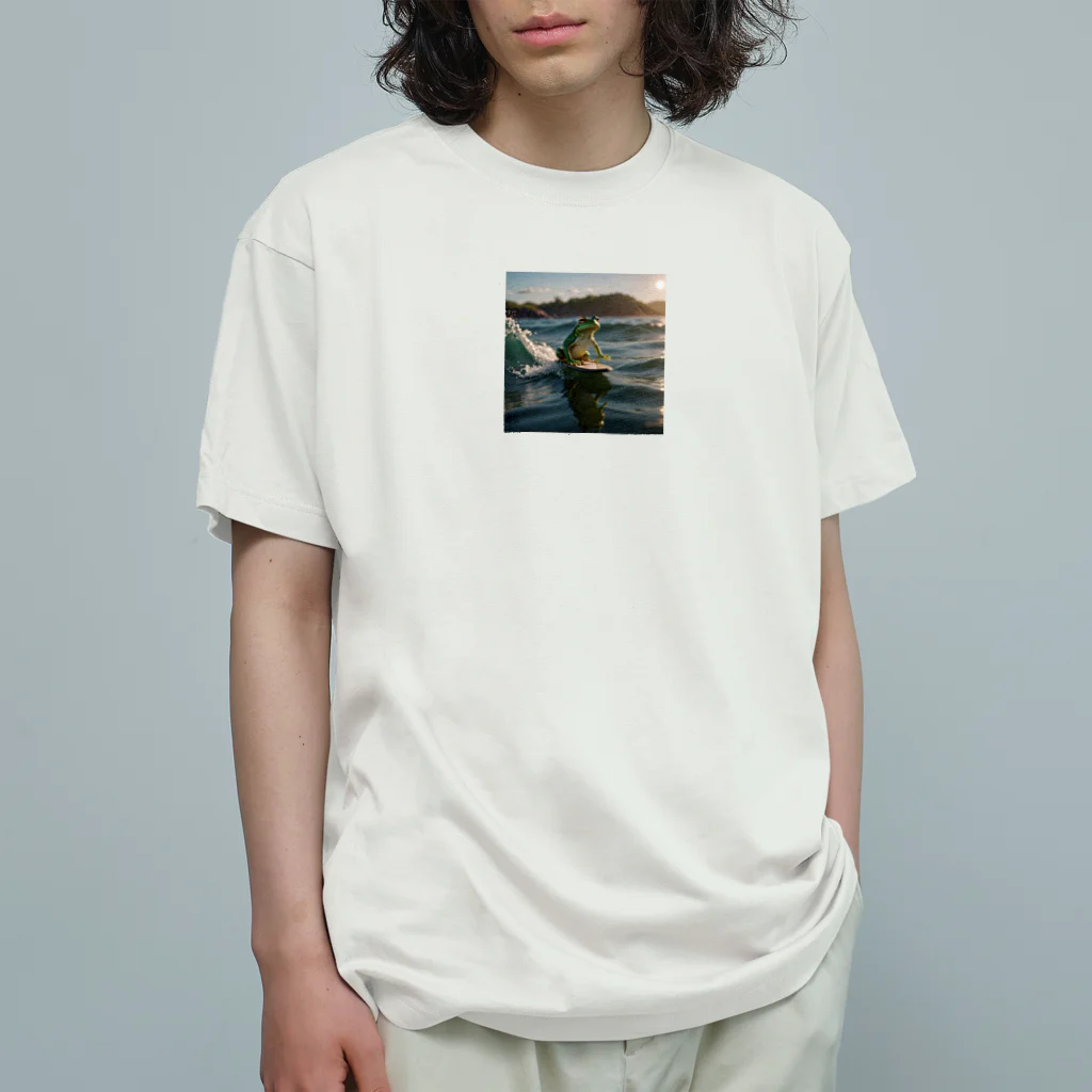 Shuji Nのカエルがサーフィン Organic Cotton T-Shirt