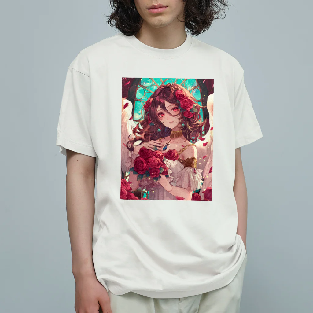 AQUAMETAVERSEのバラ好きの女性　なでしこ1478 オーガニックコットンTシャツ