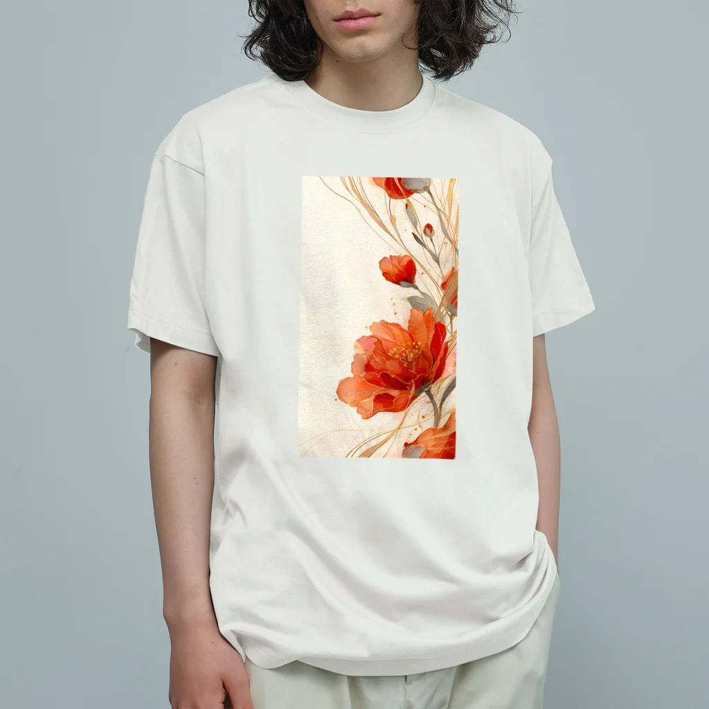 cute styleのlucky flower -red オーガニックコットンTシャツ