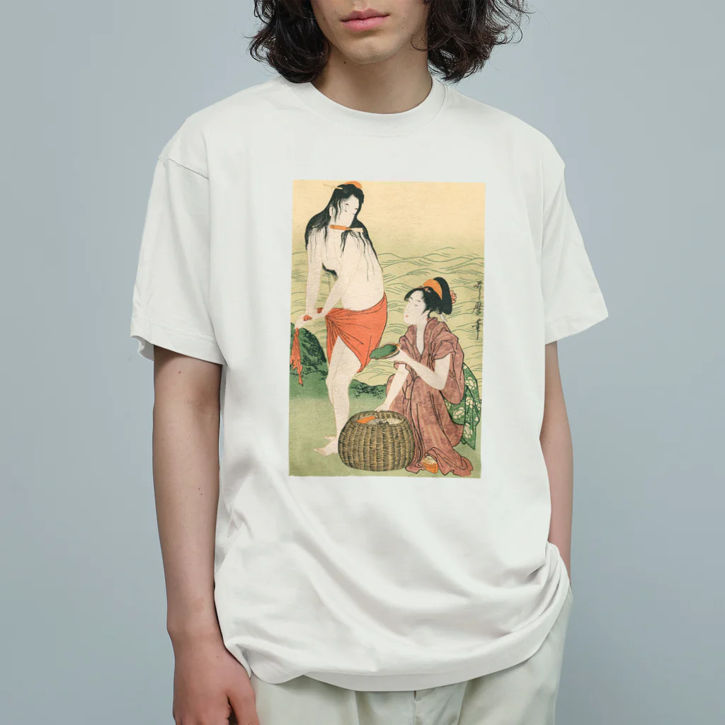 寿めでたや(ukiyoe)の浮世絵：喜多川歌麿_鮑取り  オーガニックコットンTシャツ