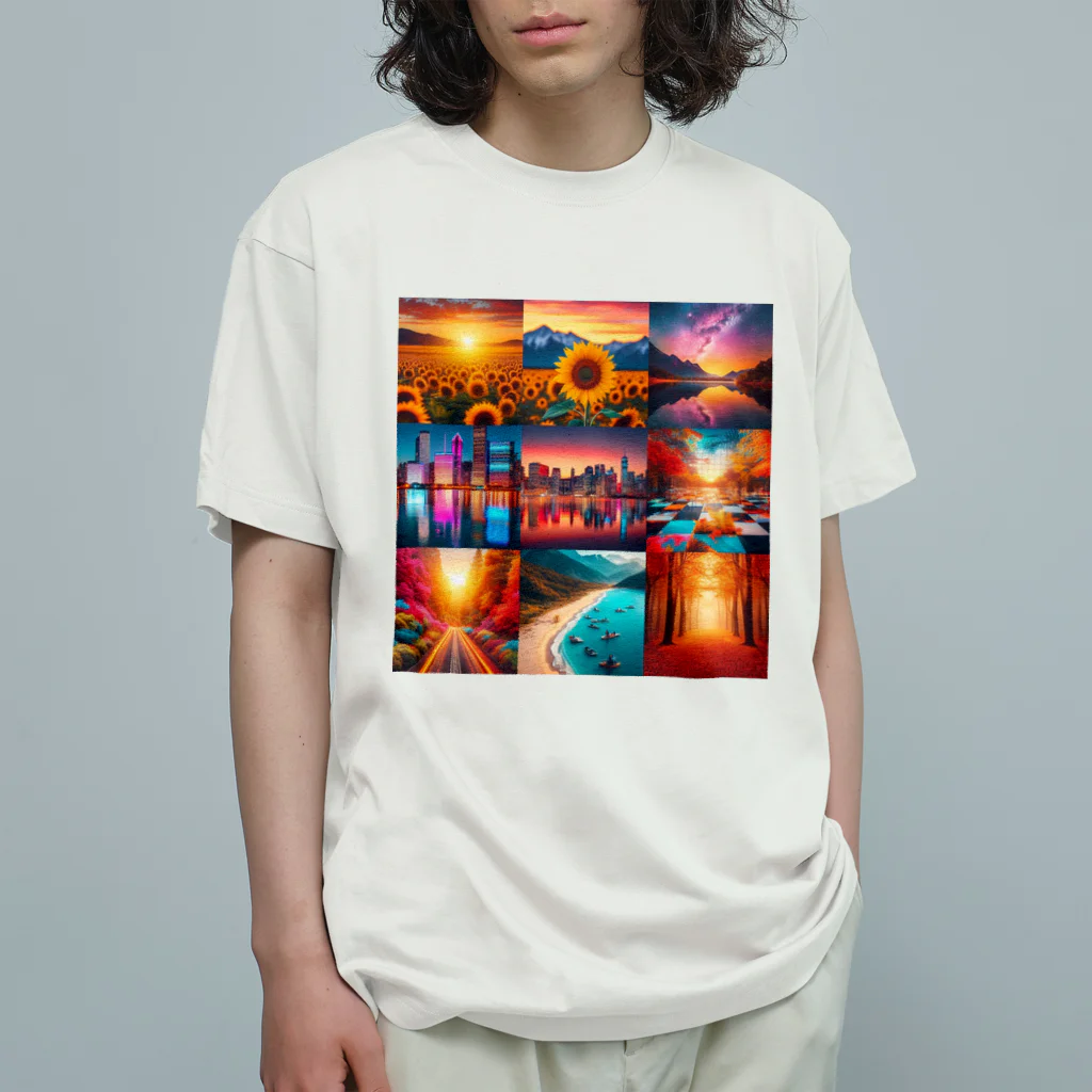 HAPPYTimeのカラフル背景 オーガニックコットンTシャツ