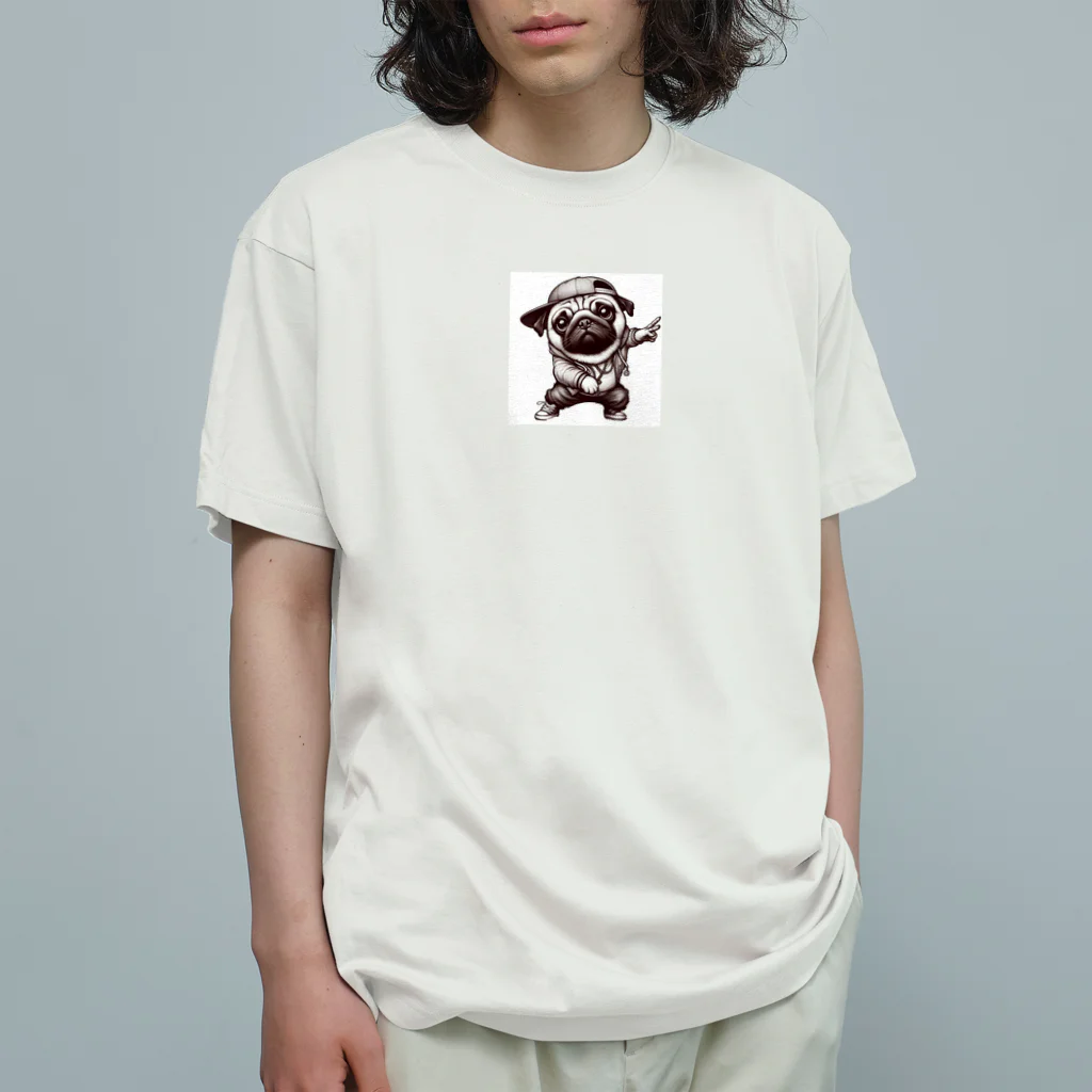 鼻ぺちゃ犬と和猫のヒップホップ パグ Organic Cotton T-Shirt