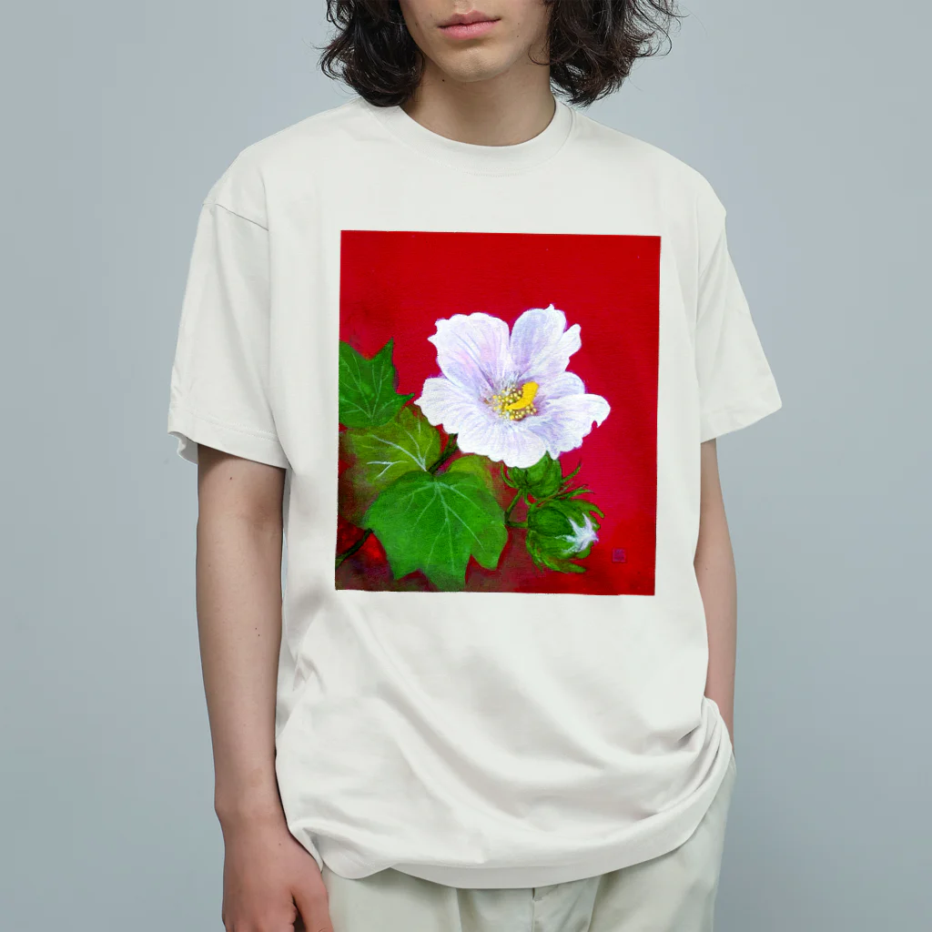 時の彩りの酔芙蓉 オーガニックコットンTシャツ