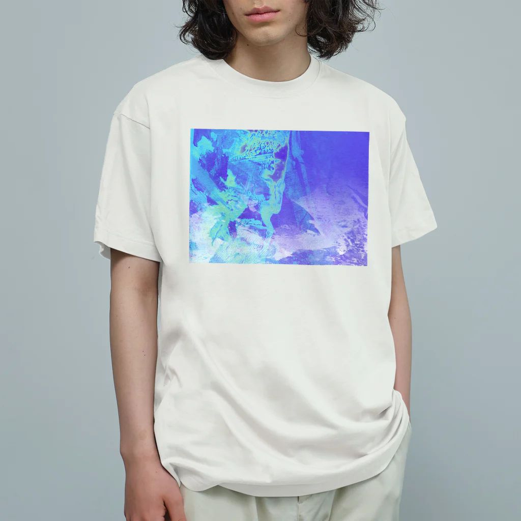 Equinoxの水色の流れるような手描きテクスチャ Organic Cotton T-Shirt