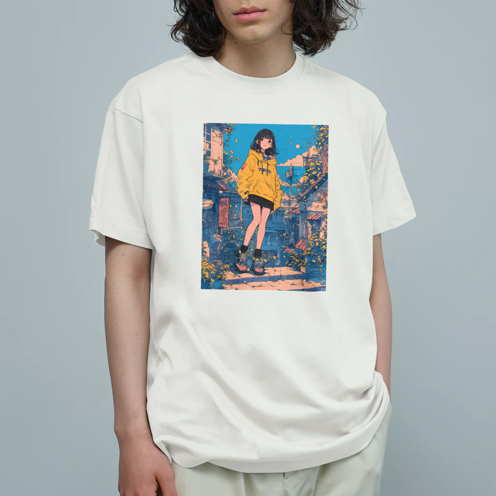 Kazuya Satoの昭和テイストカラフルPOPガーリー オーガニックコットンTシャツ