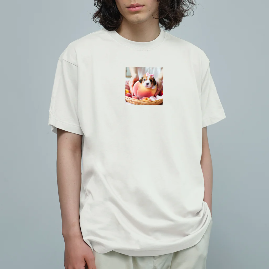 まさユキの桃から生まれ子犬 Organic Cotton T-Shirt